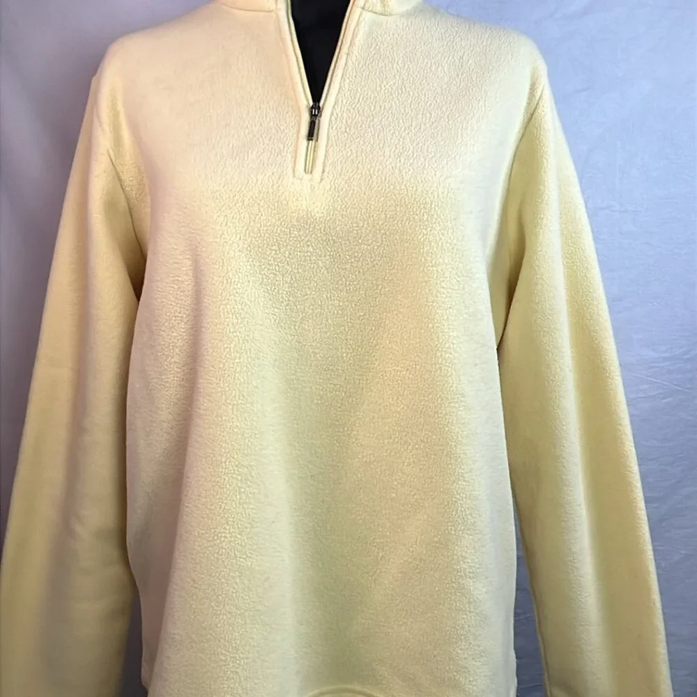 L.L. Bean 1/4 Zip Yellow‎ Fleece Lagenlook Luxury Classic Casual Outdoors Basic